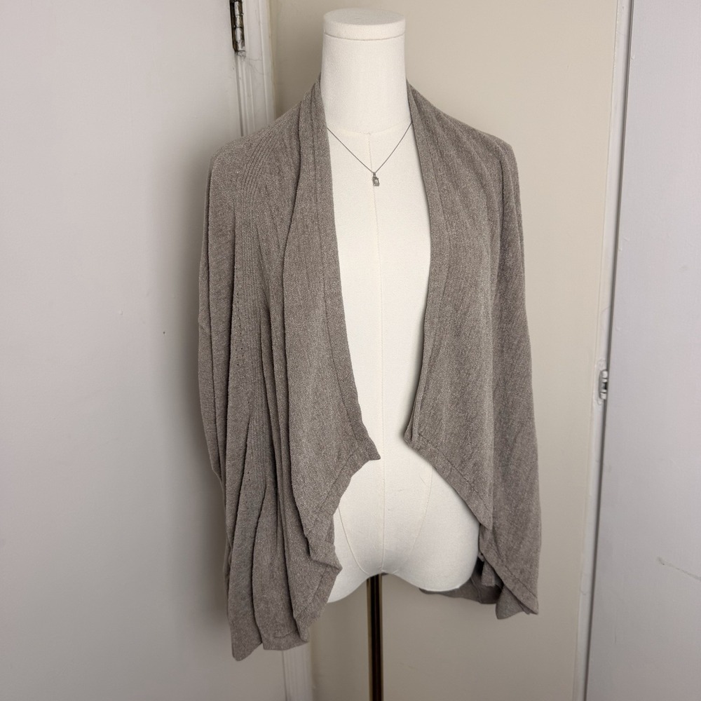 Barefoot Dreams Women's S/M Cardigan Sweater Cozy Chic, Ultra Lite, Beige/Brown